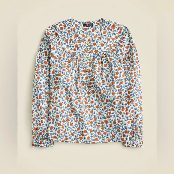 J.Crew Shirred popover top in rosewood floral CI523 - Picture 4 of 10